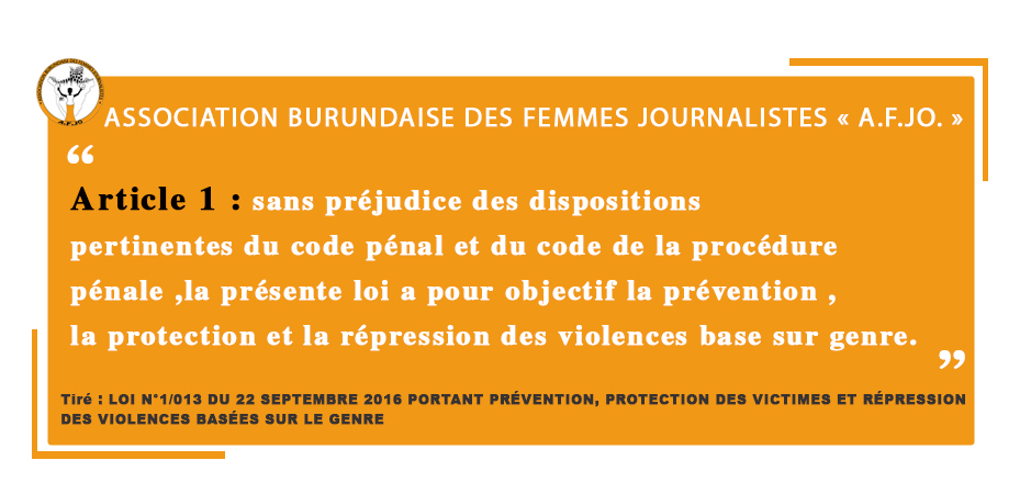 LOI N°1/013 DU 22 SEPTEMBRE 2016 PORTANT PRÉVENTION, PROTECTION DES VICTIMES ET RÉPRESSION DES VIOLENCES BASÉES SUR LE GENRE